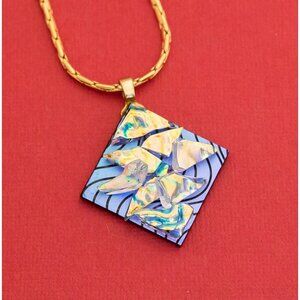 Vintage Starry Night Diamond Blue Necklace 23 inches F11